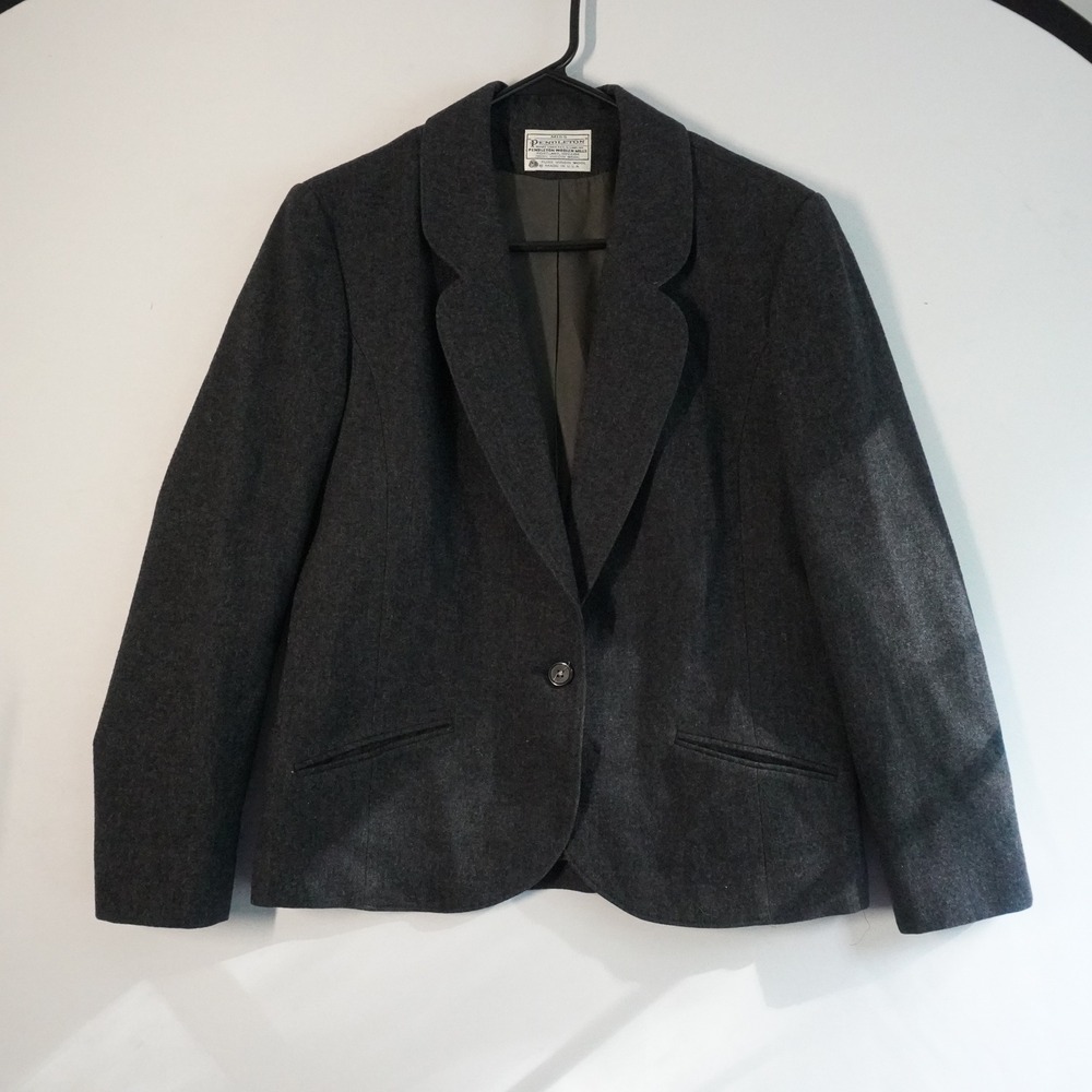 Vtg Miss Pendleton Wool Blazer Jacket Career Office Business Casual Gray Size M